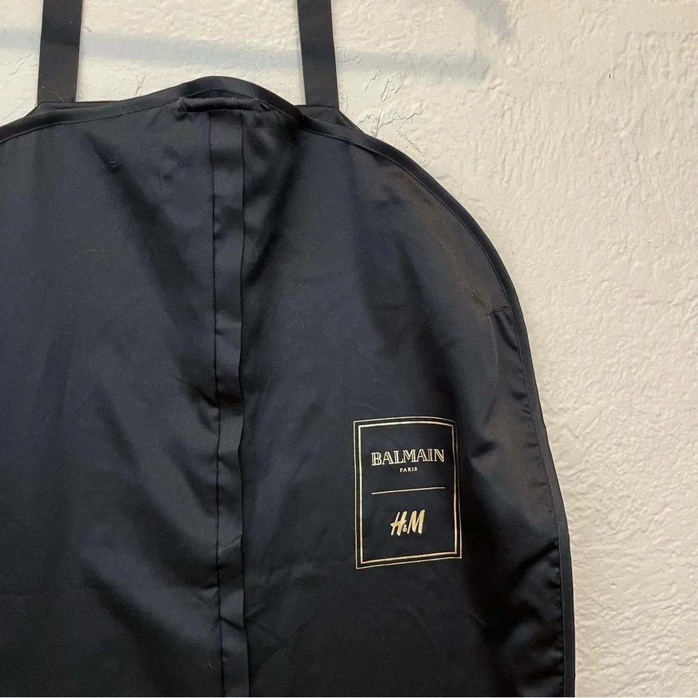 Balmain Paris H&M Garment Dust Bag Travel Black Satin 56x22